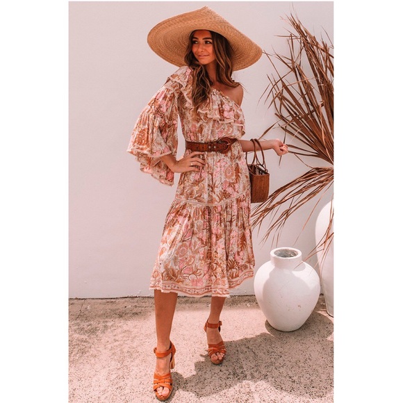 jungle one shoulder dress